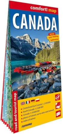 Canada laminowana mapa samochodowo-turystyczna...