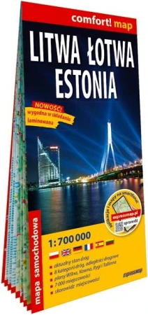 Litwa Łotwa Estonia laminowana mapa...