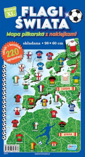 Przejdź do produktu FLAGI ŚWIATA MAPA PIŁKARSKA Z NAKLEJKAMI