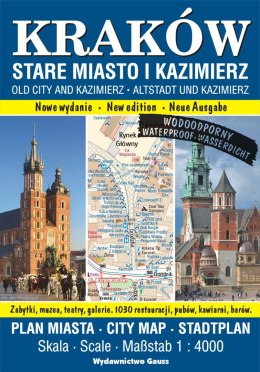 Kraków. Stare Miasto i Kazimierz. Plan miasta foliowany 1:4000 wyd. 2023