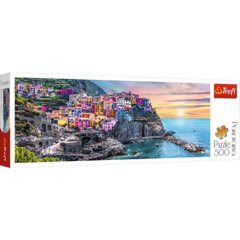 Puzzle 500 panoramiczne Vernazza o zachodzie słońca Włochy 29516