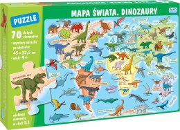 Puzzle 70 Mapa świata Dinozaury