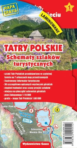 Tatry polskie. Schematy szlaków turystycznych. Laminowane