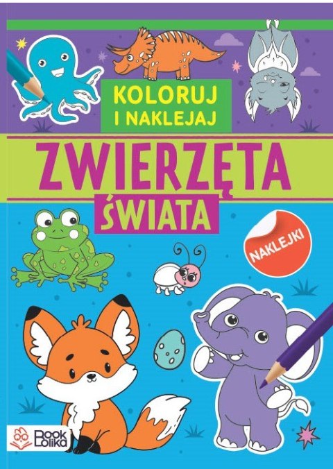 Zwierzęta świata. Kolorowanki z naklejkami.