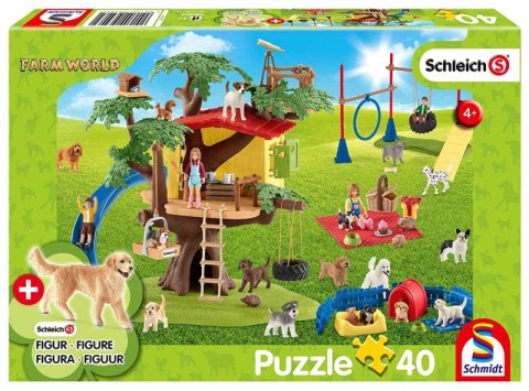 Puzzle 40 Schleich Szczęśliwe Psy + figurka 109946