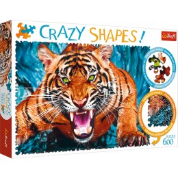 Puzzle 600 Crazy Shapes Oko w oko z tygrysem 11110