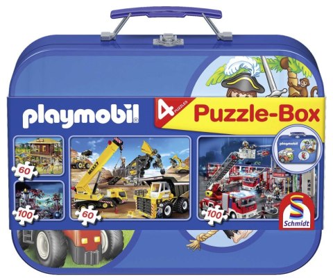 Puzzle 2 x 60 +2 x 100 w walizce Playmobil niebieski 103012