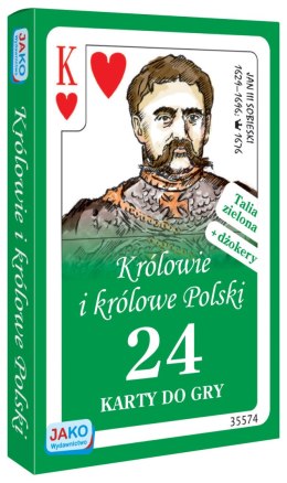 Karty do gry Królowie i królowe Polski 24 listki talia zielona