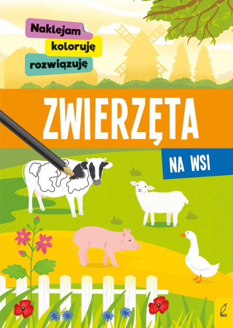 Zwierzęta na wsi. Naklejam, koloruję, rozwiązuję