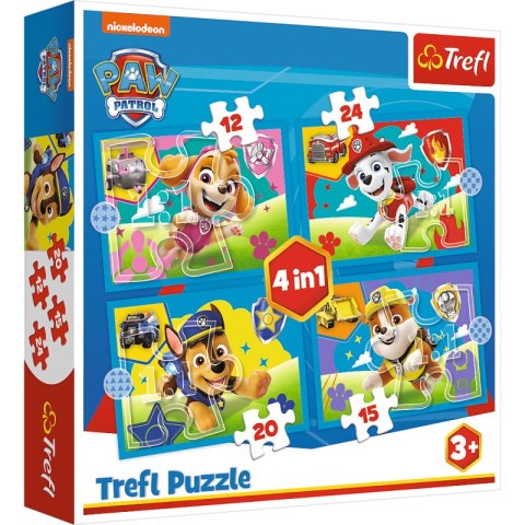 Puzzle 4w1 Biegnące Pieski 34628