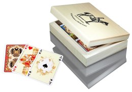 Karty lux w szkatułce drewnianej z logo Piatnika