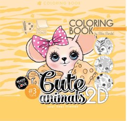Kolorowanka antystresowa 200x200 20 kartek Usztywniana 2D brokat Cute animals 3