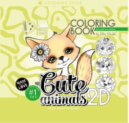 Kolorowanka antystresowa 200x200 20 kartek usztywniana 2D brokat Cute animals 1