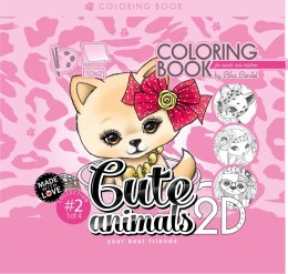 Kolorowanka antystresowa 200x200 20 kartek usztywniana 2D brokat Cute animals 2