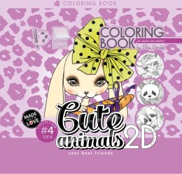 Kolorowanka antystresowa 200x200 20 kartek usztywniana 2D brokat Cute animals 4