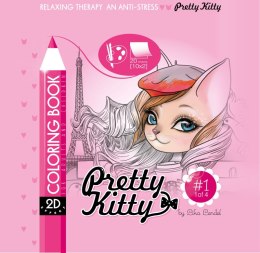 Kolorowanka antystresowa 200x200 20 kartek usztywniana 2D brokat Pretty Kitty 1