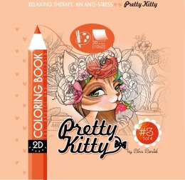 Kolorowanka antystresowa 200x200 20 kartek usztywniana 2D brokat Pretty Kitty 3