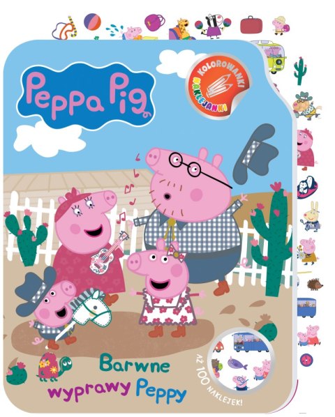 Barwne wyprawy Peppy. Świnka Peppa. Kolorowanki naklejanki