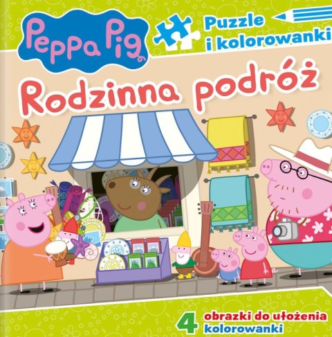 Rodzinna podróż. Puzzle i kolorowanki. Świnka Peppa