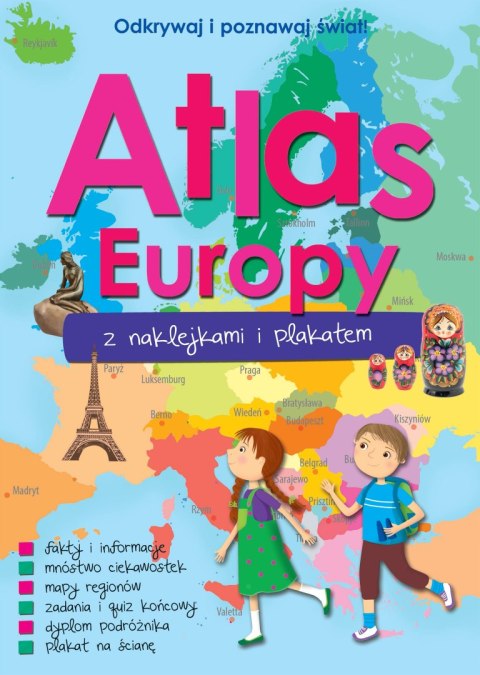 Atlas Europy z naklejkami i plakatem